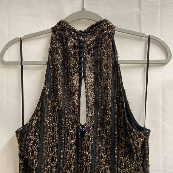 Free People Call A Cab Mini Dress Black & Gold Size Medium - Picture 7 of 8